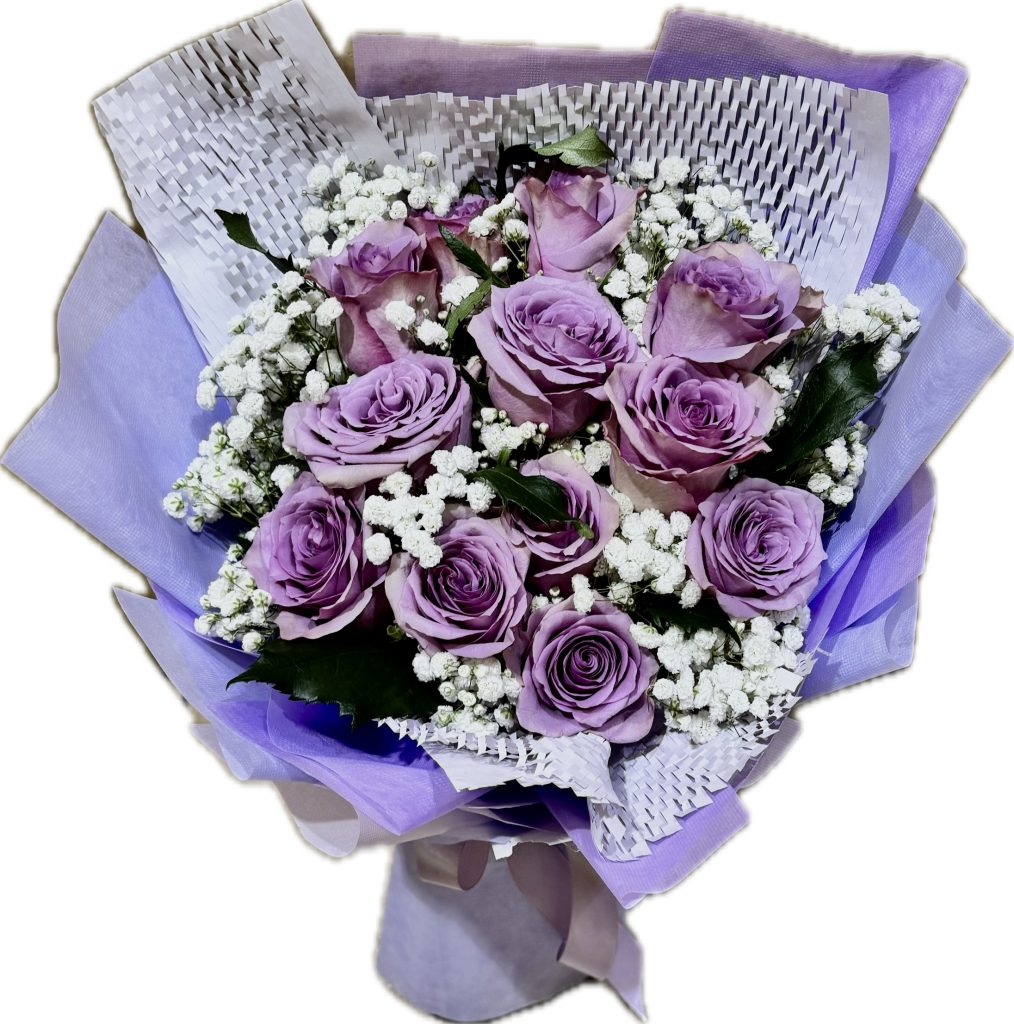 For my special one – A dozen purple roses traditionally symbolize love ...